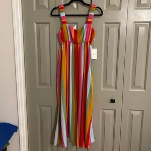 Show Me Your MuMu striped multi color midi dress, NWT